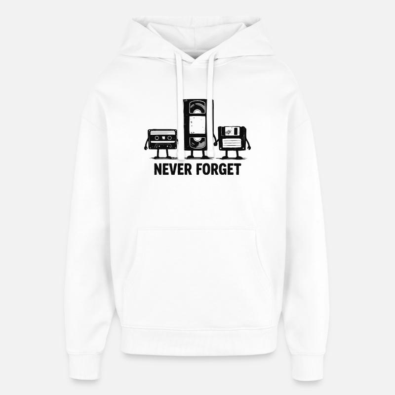 Never Forget Retro Tech - Oversized Unisex Hoodie by Stanley/Stella - white