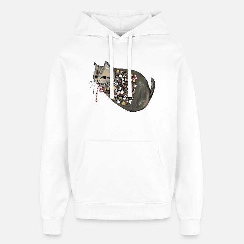 Candy Pattern Candy Cat - Oversized Unisex Hoodie von Stanley/Stella - Weiß