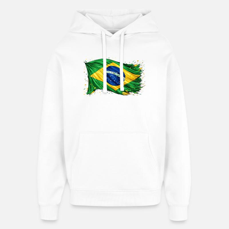 Drapeau brésilien Brésil - Sweat à capuche unisexe Stanley/Stella Oversized - blanc