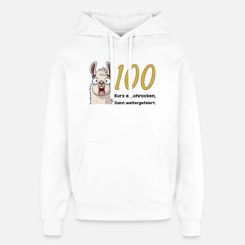 100e anniversaire – brièvement effrayé, puis célébré - Sweat à capuche unisexe Stanley/Stella Oversized - blanc
