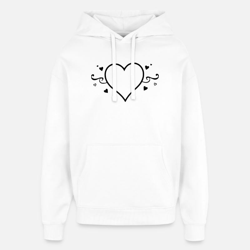 cœur noir cadeau saint valentin - Sweat à capuche unisexe Stanley/Stella Oversized - blanc