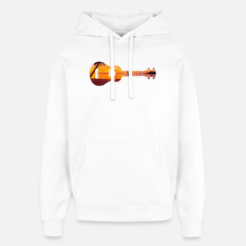 Hawaiian Ukulele Uke Beach Sunset - Oversized Unisex Hoodie von Stanley/Stella - Weiß