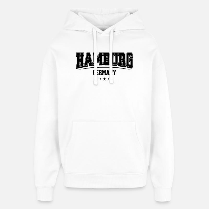 Lettrage Hambourg Varsity - Sweat à capuche unisexe Stanley/Stella Oversized - blanc