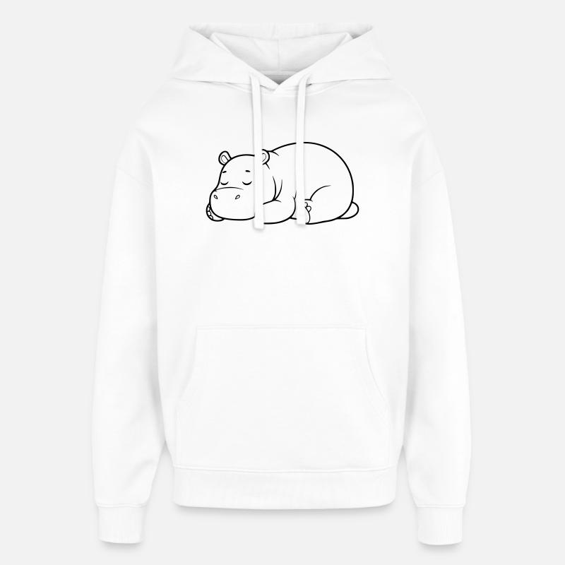 Schlafendes Nilpferd Müde Outline - Oversized Unisex Hoodie von Stanley/Stella - Weiß