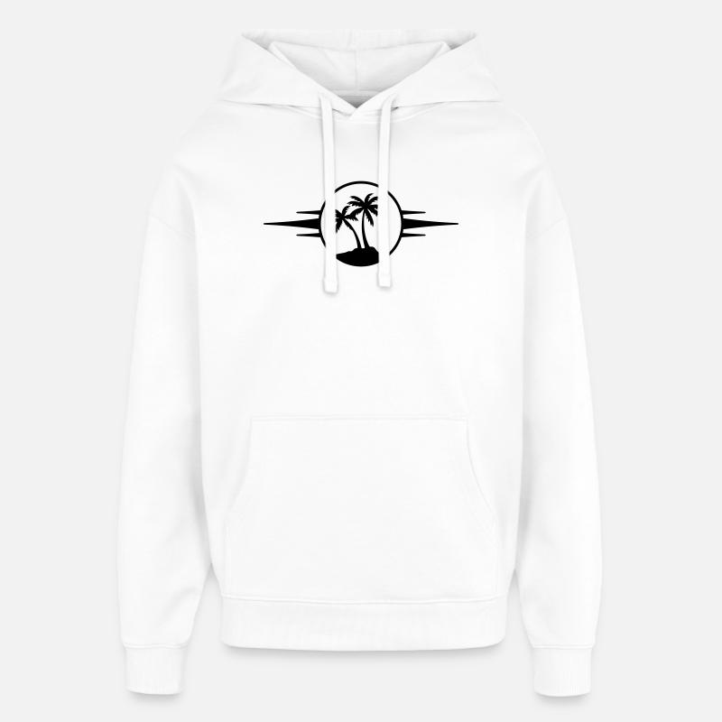 Icône du palmier de l’île - Sweat à capuche unisexe Stanley/Stella Oversized - blanc