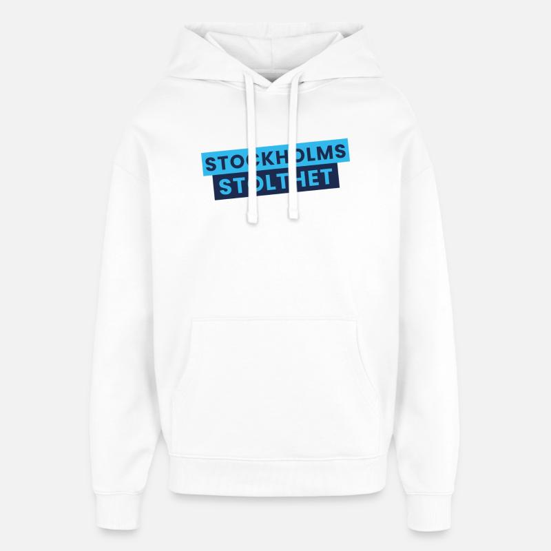 Design contrastant bleu Stockholms Pride - Sweat à capuche unisexe Stanley/Stella Oversized - blanc