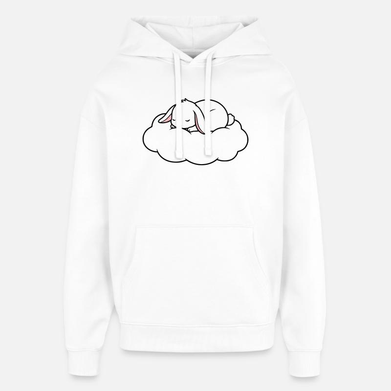 Sleeping Rabbit on Cloud Dream - Oversized Unisex Hoodie by Stanley/Stella - white