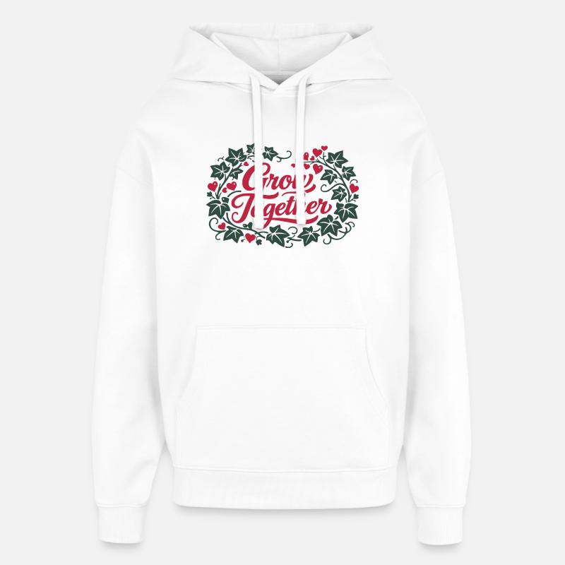 Grandir ensemble | Amour & Nature Saint-Valentin - Sweat à capuche unisexe Stanley/Stella Oversized - blanc