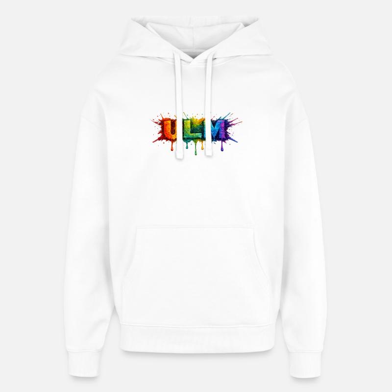 Regenbogenfarben ULM Schriftzug - Oversized Unisex Hoodie von Stanley/Stella - Weiß
