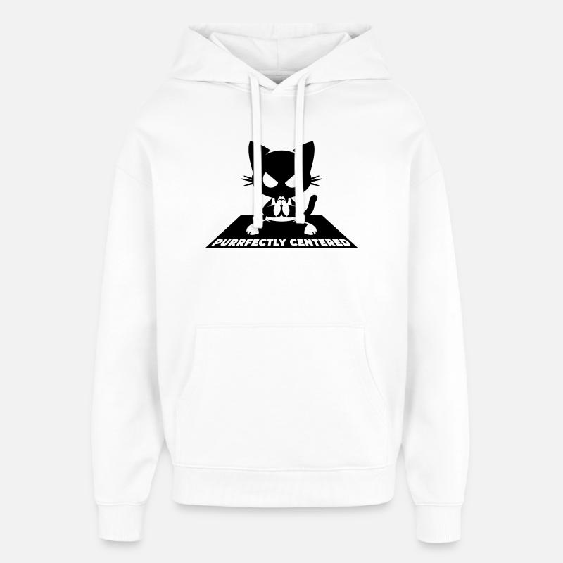 Yoga pour chats parfaitement centré - Sweat à capuche unisexe Stanley/Stella Oversized - blanc