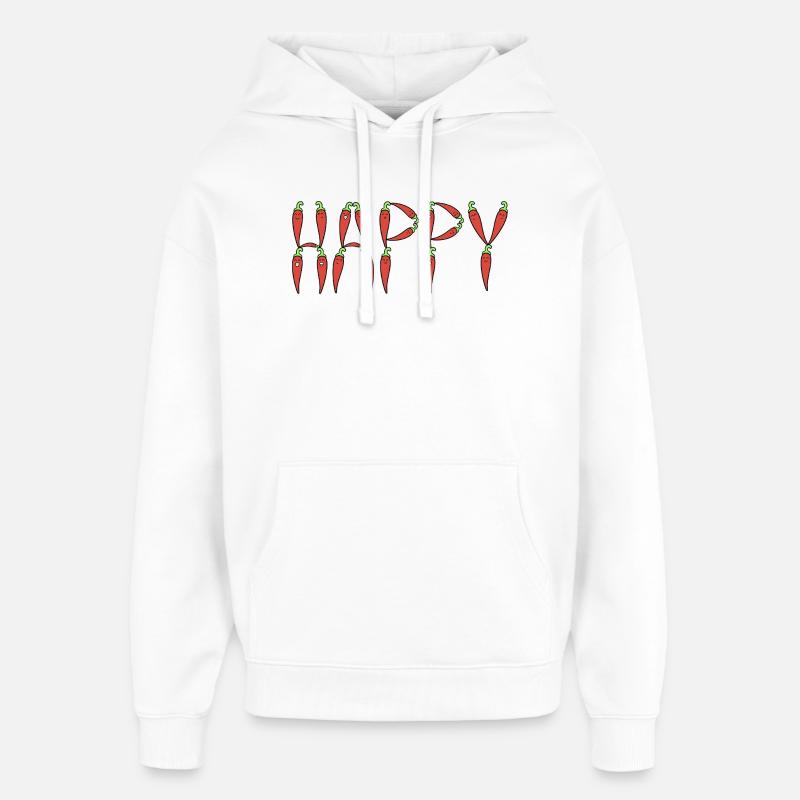 Des piments heureux - Sweat à capuche unisexe Stanley/Stella Oversized - blanc