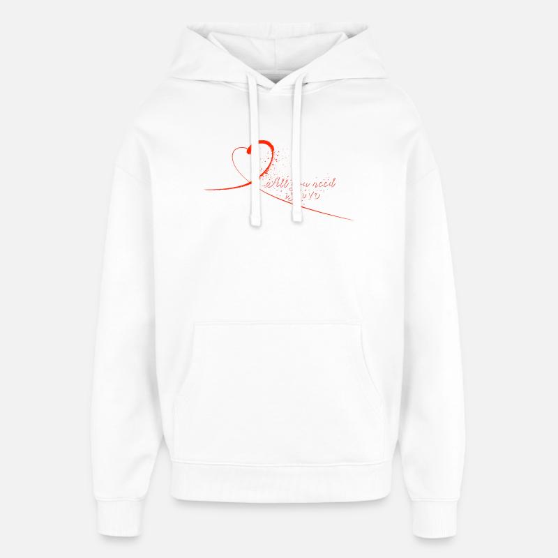 Love_Heart_Brush_Script_Illustration - Sweat à capuche unisexe Stanley/Stella Oversized - blanc