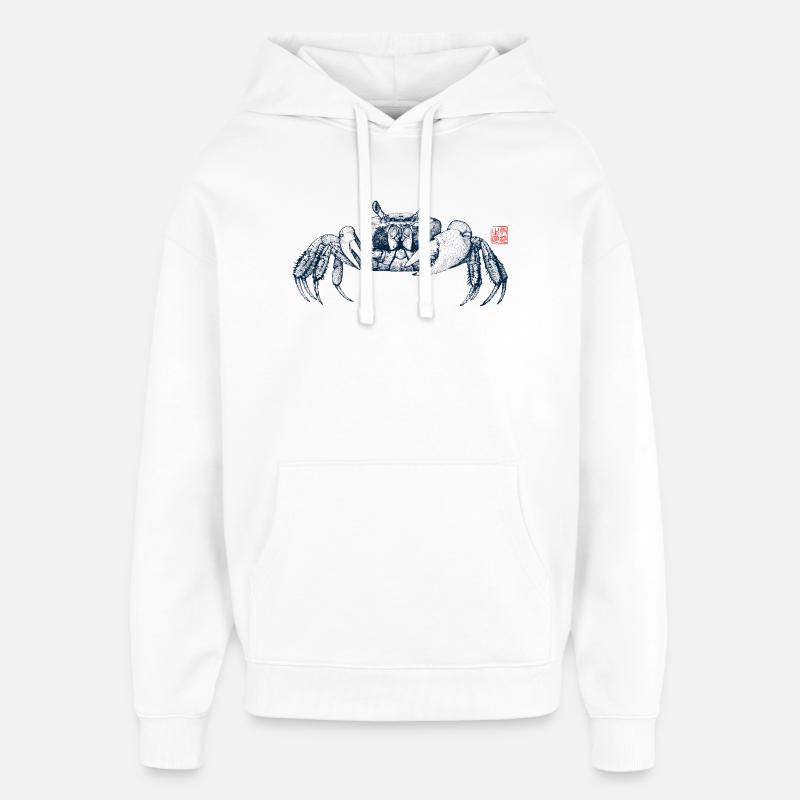 Crabe winker avec tampon kanji - Sweat à capuche unisexe Stanley/Stella Oversized - blanc