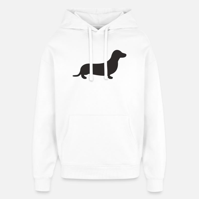 Silhouette du Cœur de Teckel - Sweat à capuche unisexe Stanley/Stella Oversized - blanc