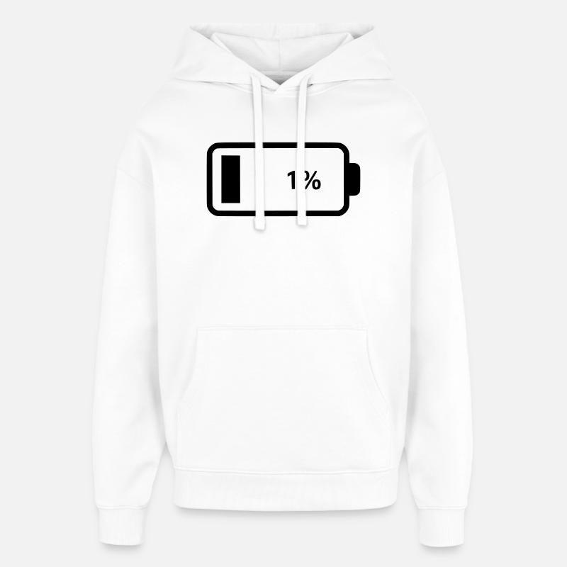Batterie vide 1 % - Sweat à capuche unisexe Stanley/Stella Oversized - blanc