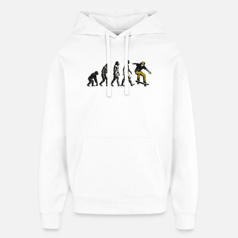 Evolution Skateboarder – Grunge Skate Design - Oversized Unisex Hoodie by Stanley/Stella - white