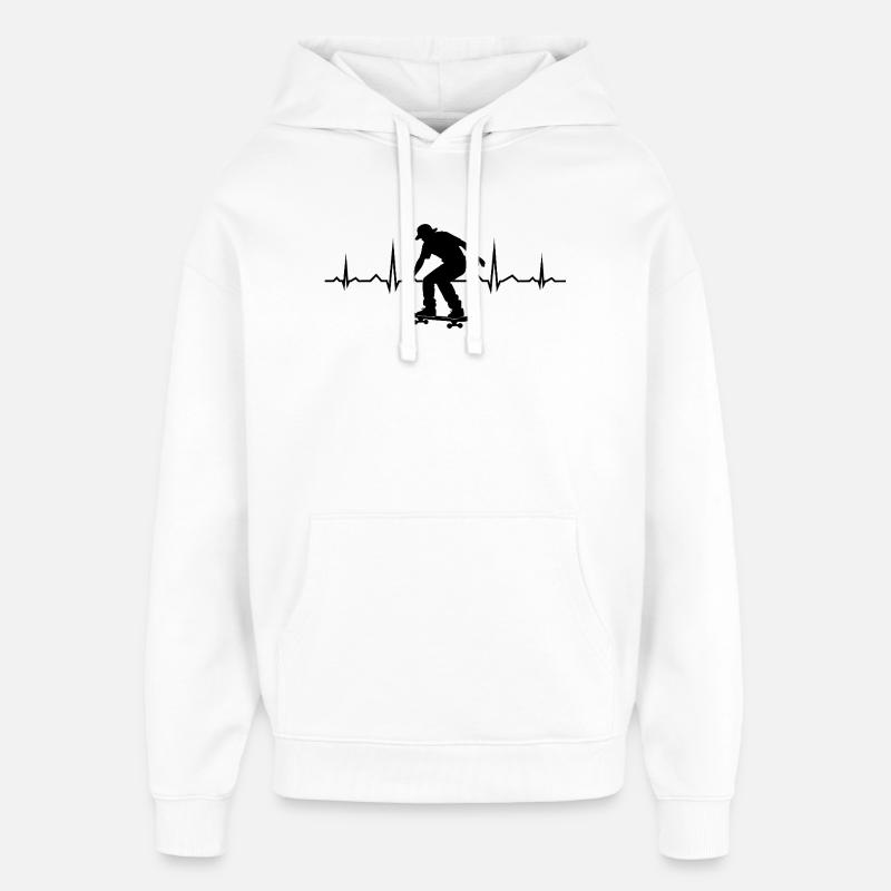 Motif emblématique du skateboard - Sweat à capuche unisexe Stanley/Stella Oversized - blanc