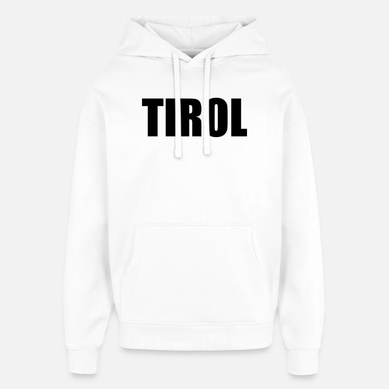 Logo TIROL noir - Sweat à capuche unisexe Stanley/Stella Oversized - blanc