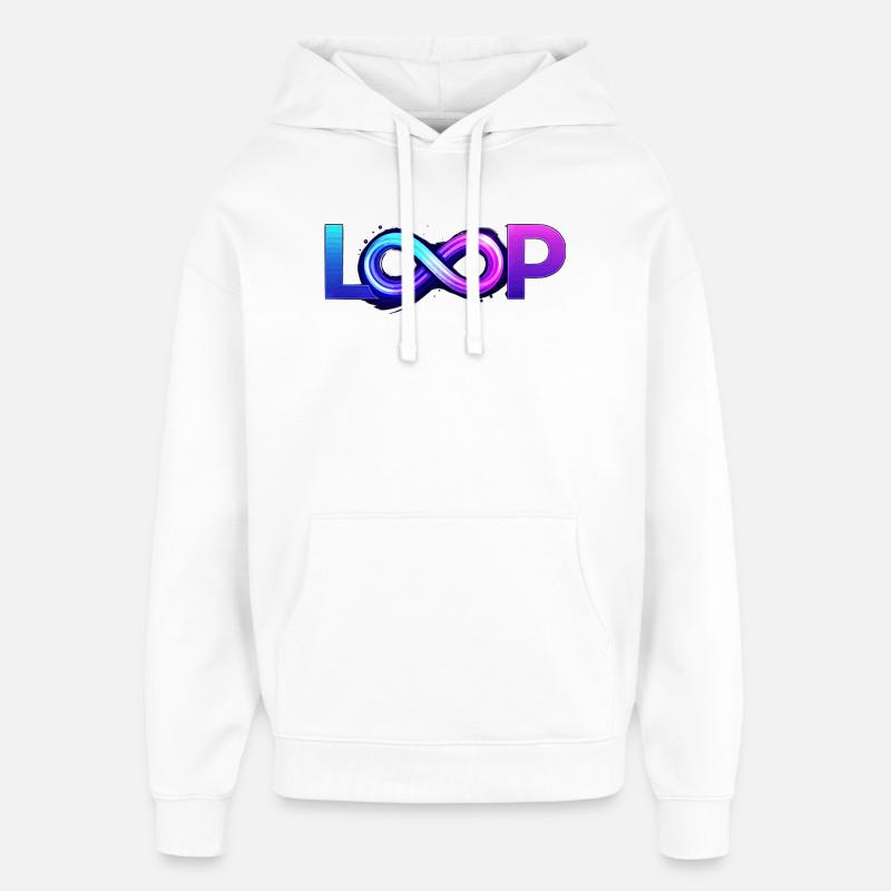 Neon Loop Infinity - Oversized Unisex Hoodie by Stanley/Stella - white