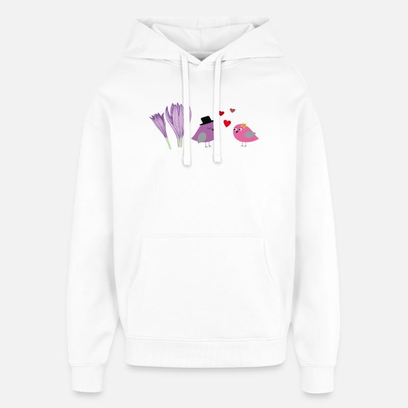 Oiseaux amoureux - Sweat à capuche unisexe Stanley/Stella Oversized - blanc