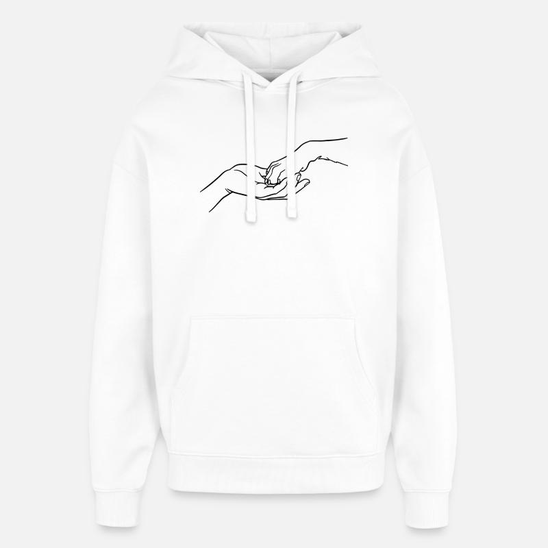 « Éternellement connectés » (patte en main) - Sweat à capuche unisexe Stanley/Stella Oversized - blanc