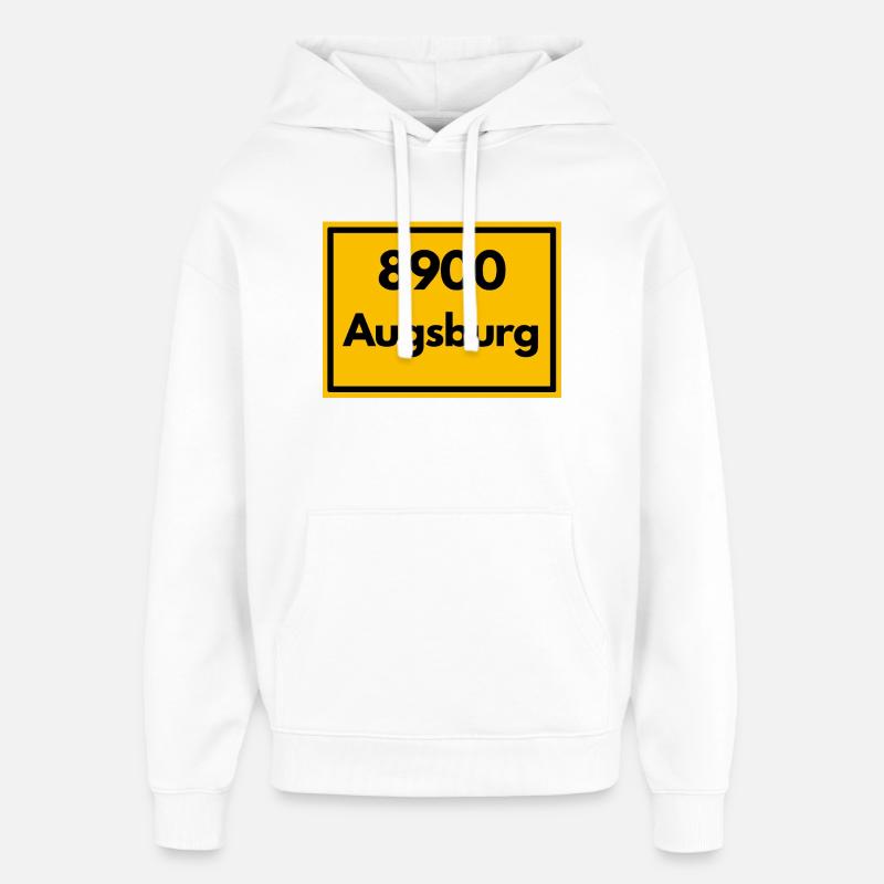 OLD POSTCODE POSTCODE RETRO 8900 AUGSBURG - Oversized Unisex Hoodie by Stanley/Stella - white