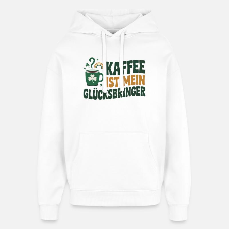 Le café est mon porte-bonheur - Sweat à capuche unisexe Stanley/Stella Oversized - blanc