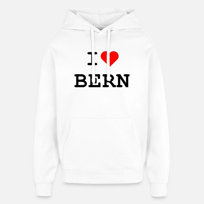 J’aime Berne - Ich liebe Bern - Sweat à capuche unisexe Stanley/Stella Oversized - blanc