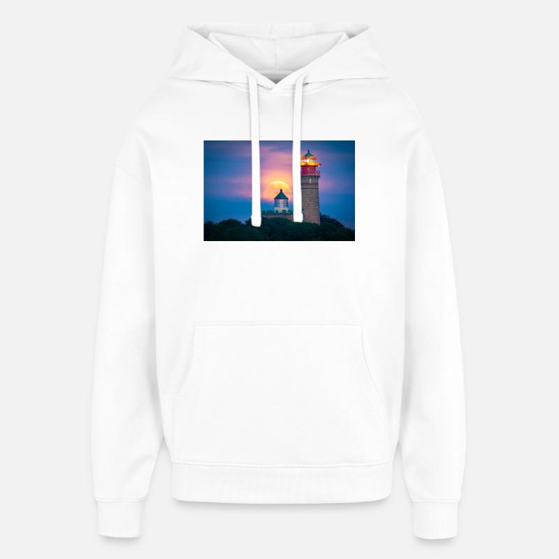 Côte du Phare de la Lune - Sweat à capuche unisexe Stanley/Stella Oversized - blanc