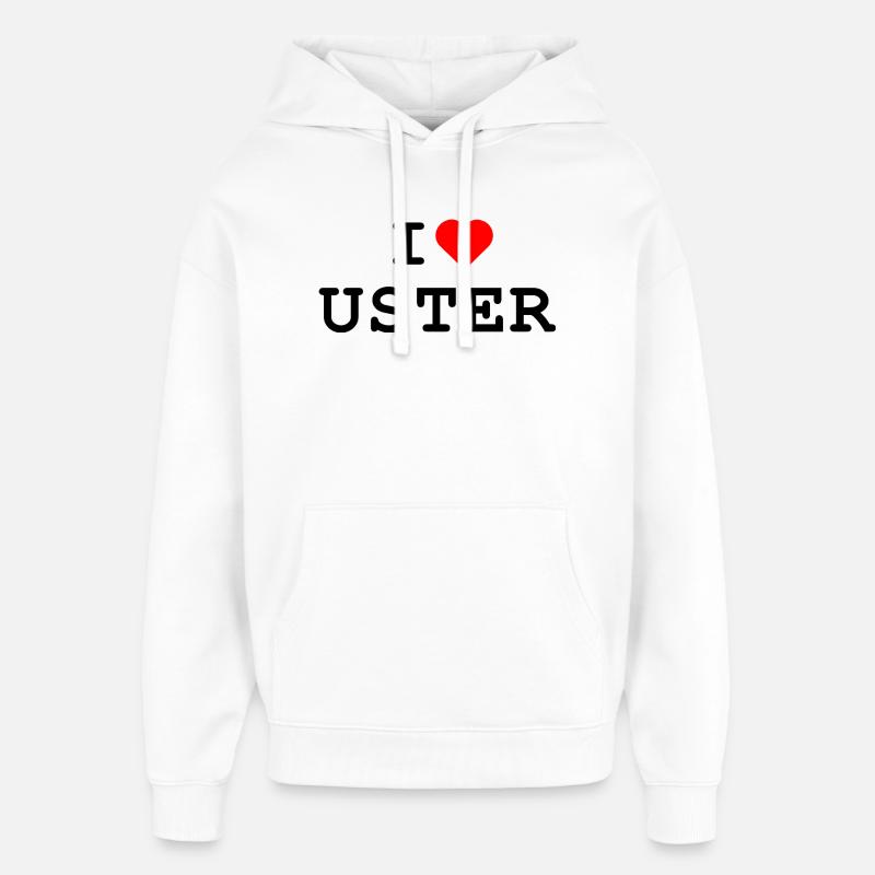 Ich liebe Uster - J’aime Uster - Sweat à capuche unisexe Stanley/Stella Oversized - blanc