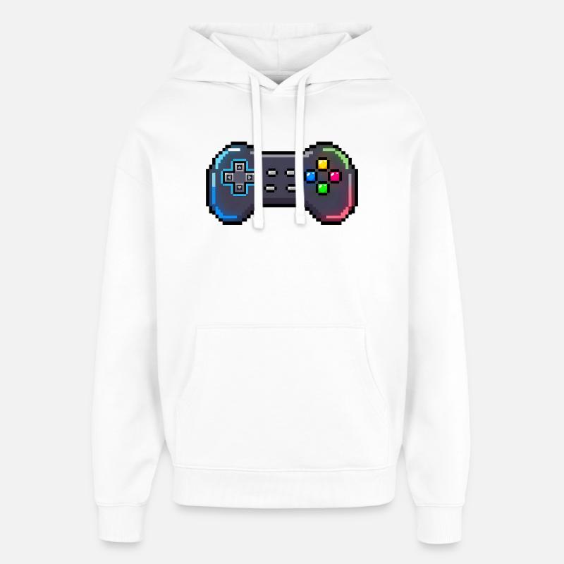 Retro-Gamepad Neon-Pixelstil - Oversized Unisex Hoodie von Stanley/Stella - Weiß