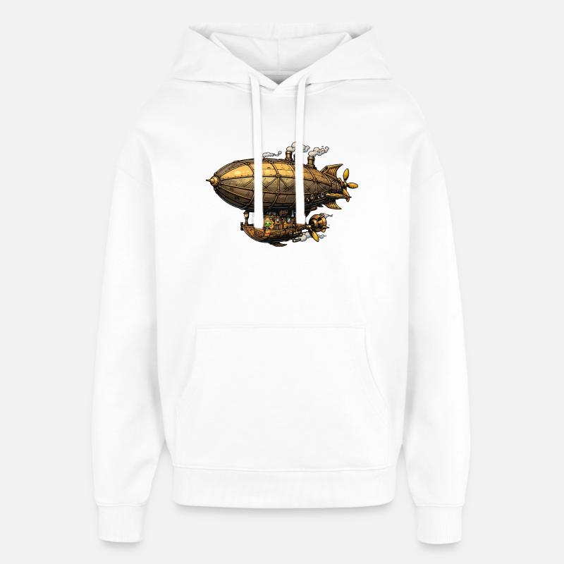 Zeppelin dirigeable steampunk - Sweat à capuche unisexe Stanley/Stella Oversized - blanc