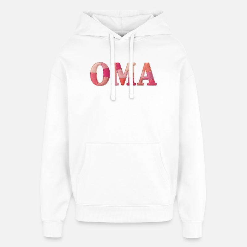 OMA Cozy Patchwork Statement Geschenk - Oversized Unisex Hoodie von Stanley/Stella - Weiß