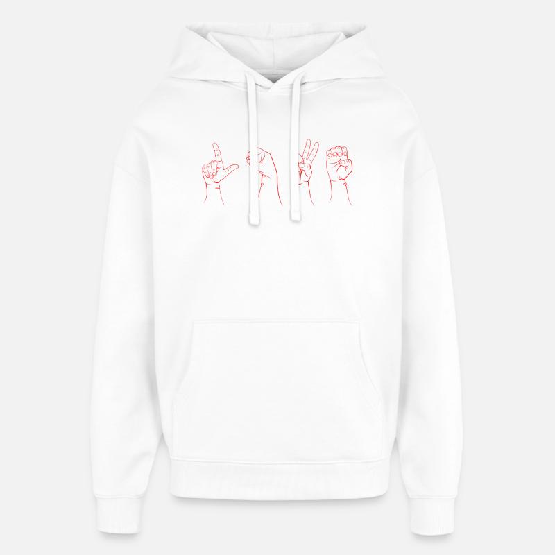 LOVE rouge LSF - Sweat à capuche unisexe Stanley/Stella Oversized - blanc