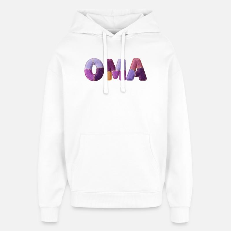 Oma Patchwork Buchstaben Top Trend - Oversized Unisex Hoodie von Stanley/Stella - Weiß