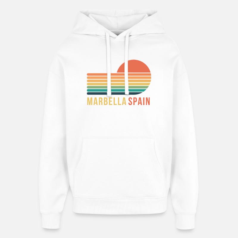 Marbella, Espagne - Sweat à capuche unisexe Stanley/Stella Oversized - blanc