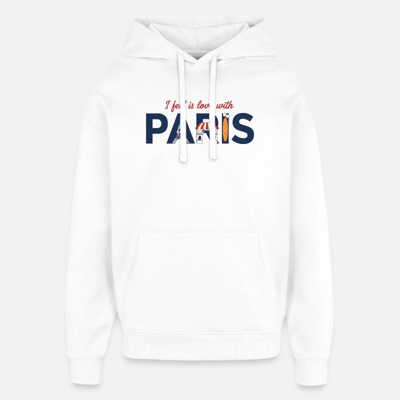 Paris Liebe – Eiffelturm & Baguette Design - Oversized Unisex Hoodie von Stanley/Stella - Weiß