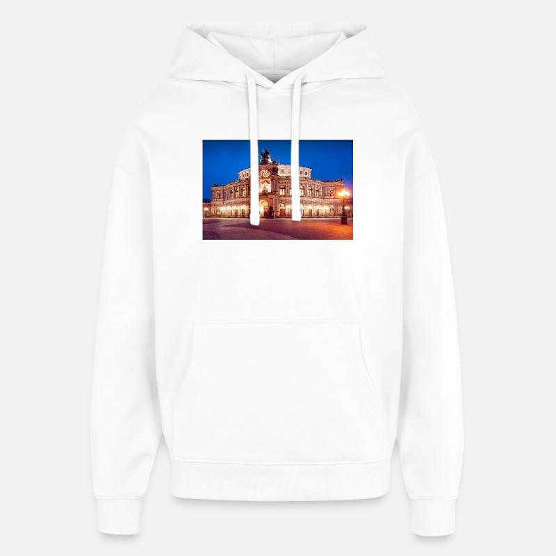 Semperoper de Dresde en soirée - Sweat à capuche unisexe Stanley/Stella Oversized - blanc