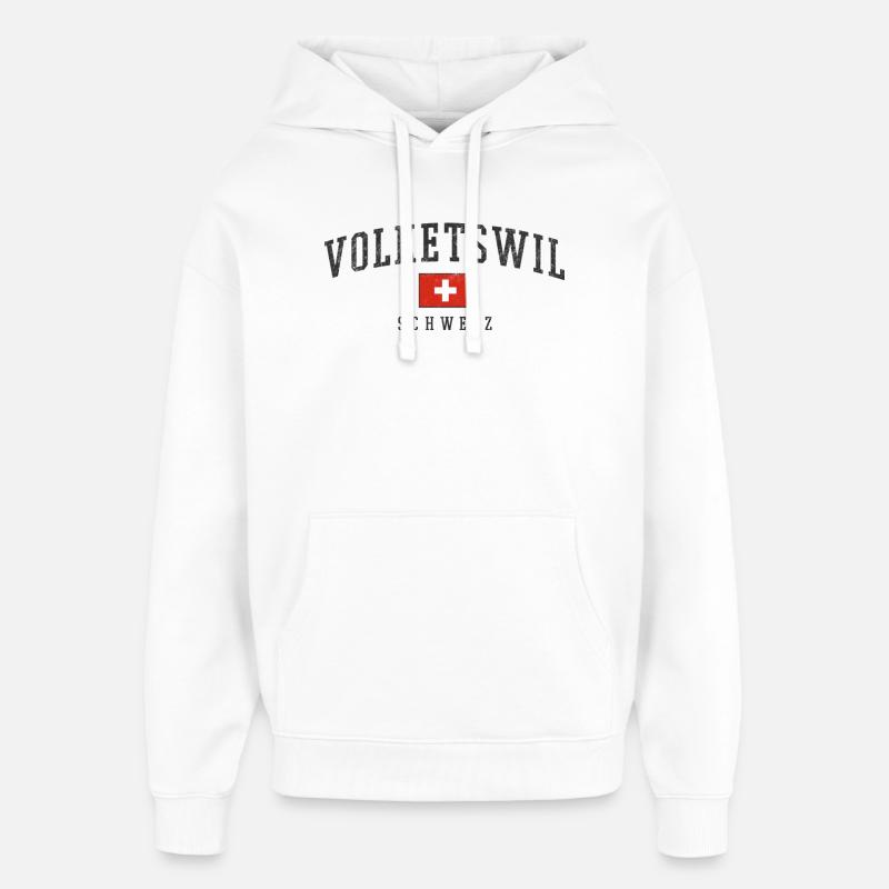 Volketswill drapeau suisse - Sweat à capuche unisexe Stanley/Stella Oversized - blanc
