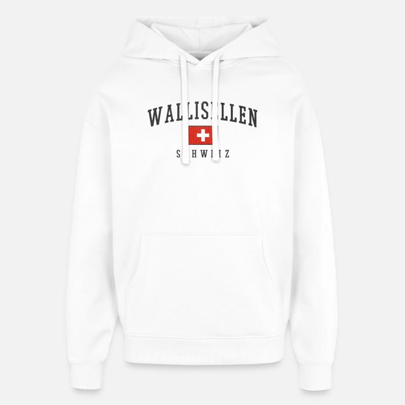 Wallisellen Schweiz Emblem mit Schweizer Flagge - Oversized Unisex Hoodie von Stanley/Stella - Weiß