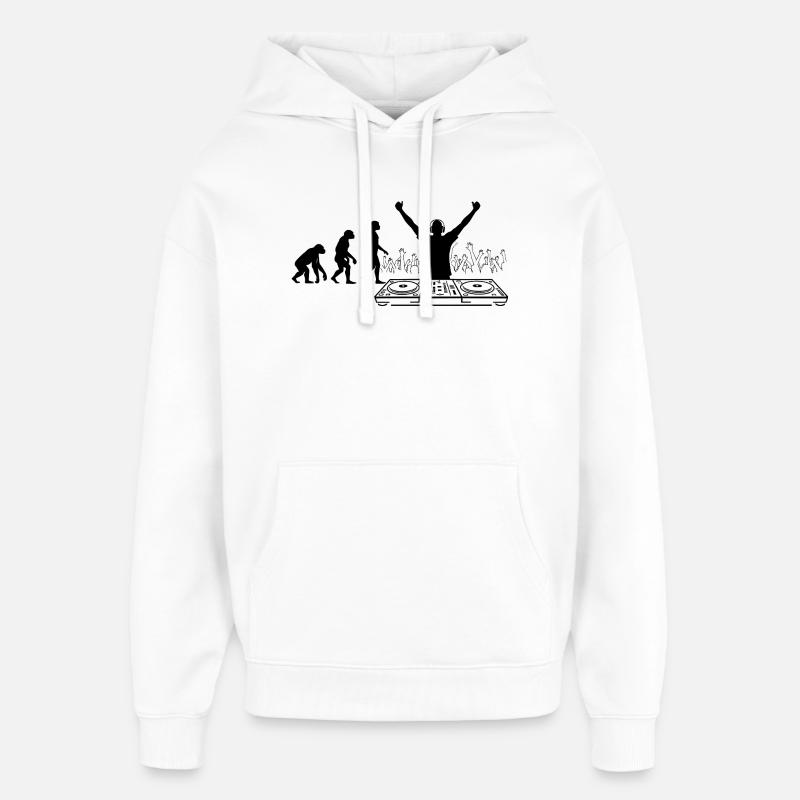 Évolution vers DJ Humor Fun - Sweat à capuche unisexe Stanley/Stella Oversized - blanc
