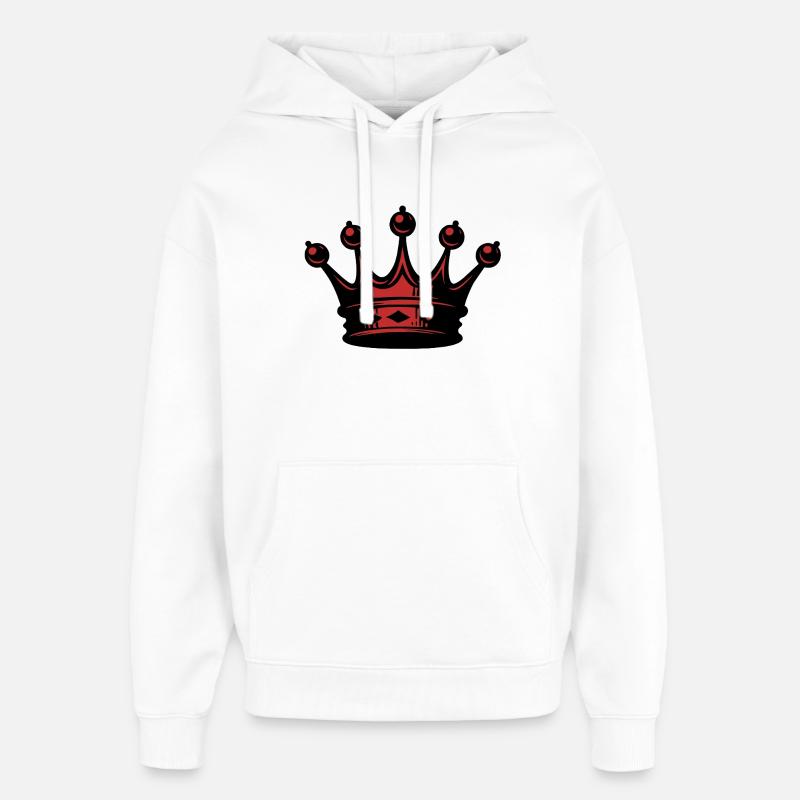 Silhouette de couronne rouge - Sweat à capuche unisexe Stanley/Stella Oversized - blanc