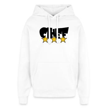 Chef Étoilé : Design 3 Étoiles Gastronomie - Sweat à capuche unisexe Stanley/Stella Oversized - blanc - Devant - AI Model Female 172 light (172cm) & AI Model Male 185 light (185cm)
