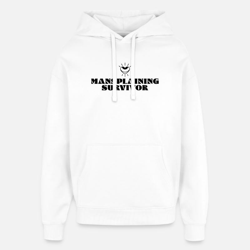 Survivant du Mansplaining - Sweat à capuche unisexe Stanley/Stella Oversized - blanc