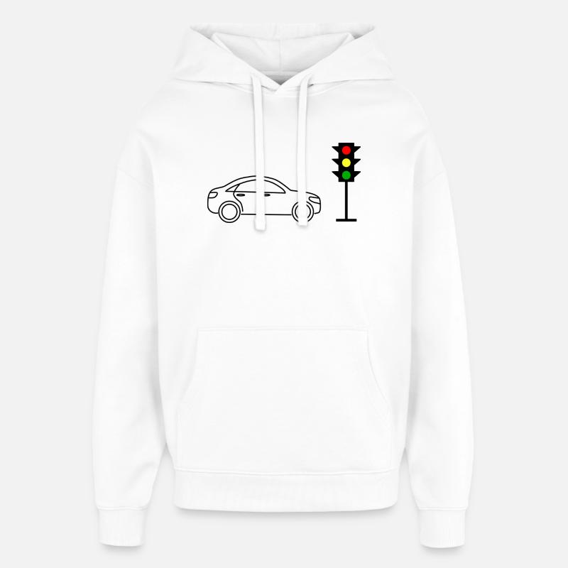 Feux de circulation avec voitures - Sweat à capuche unisexe Stanley/Stella Oversized - blanc