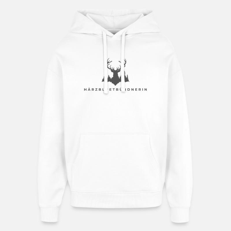 Härzbluetgraubünden - Sweat à capuche unisexe Stanley/Stella Oversized - blanc