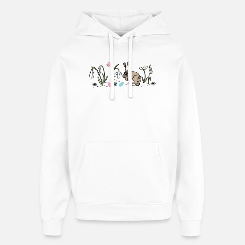 Le lapin de Pâques au printemps - Sweat à capuche unisexe Stanley/Stella Oversized - blanc