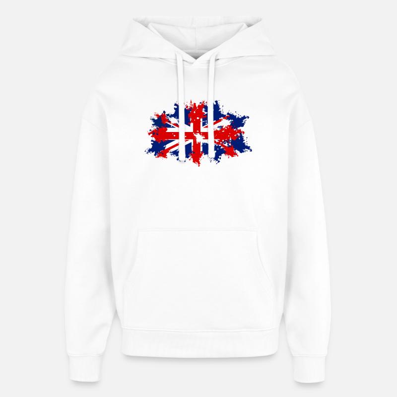 Éclaboussure du drapeau britannique - Sweat à capuche unisexe Stanley/Stella Oversized - blanc