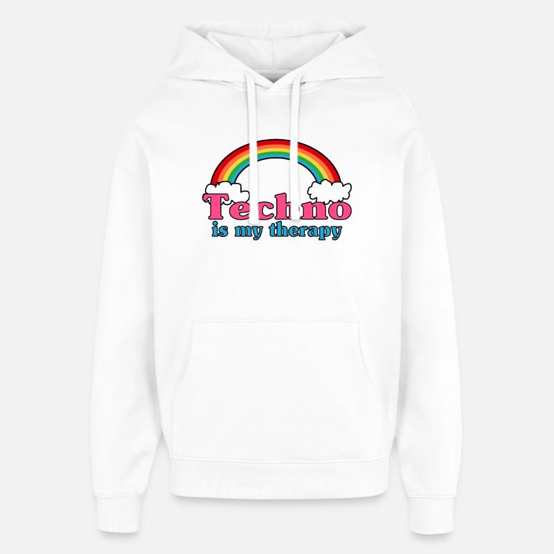 Techno Rainbow - Sweat à capuche unisexe Stanley/Stella Oversized - blanc