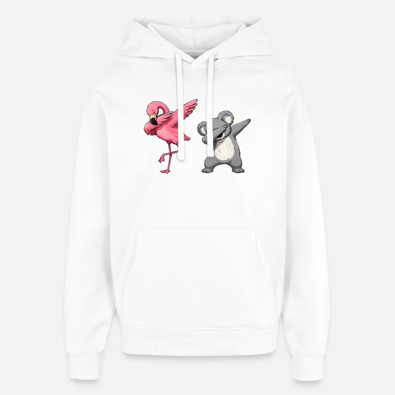 Flamingo Koala Dab Duo - Stanley/Stella Oversized Bluza z kapturem unisex - biały